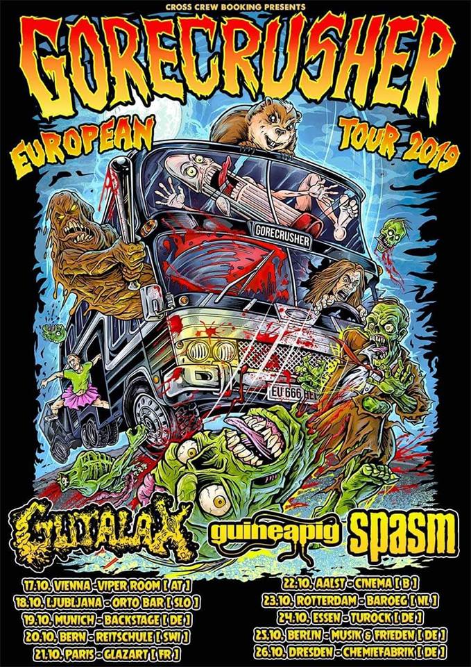 Gutalax, Spasm und guineapig at Gorecrusher Tour 2019