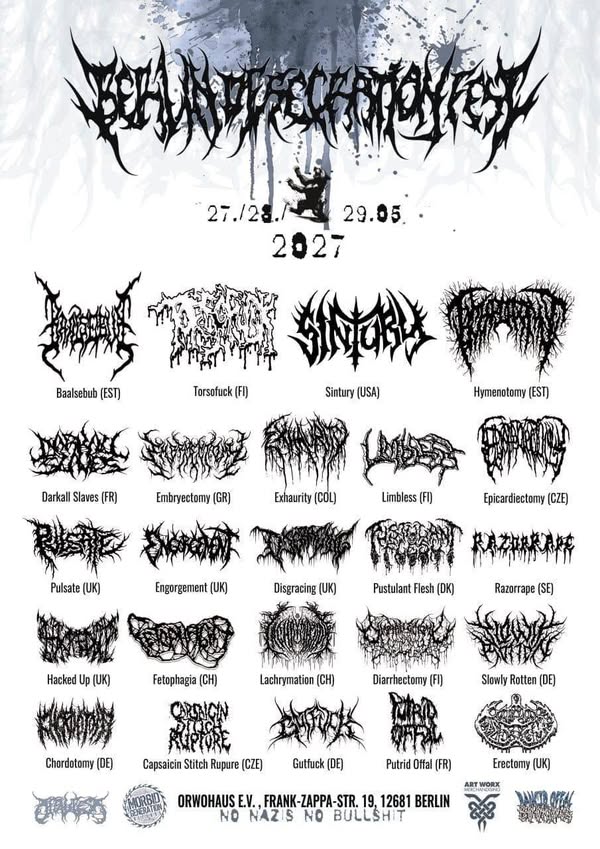 Flyer zum Berlin Desecration Fest #3 vom 27. bis 29. Mai 2027 im ORWOHAUS Berlin