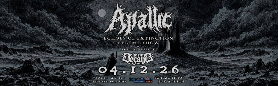Apallic – Echoes of Extinction Album Releaseparty mit Charons Decay im Jugendzentrum Aurich